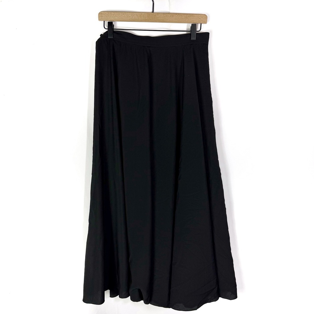 SANDRO Souvenir Skirt Black Wrap Maxi Gold Logo Detail Size 40 FR / 8 US - Picture 12 of 14